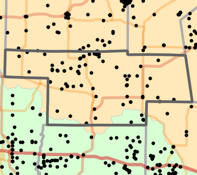 Ecological drainage unit locality map for Audrain County, Missouri