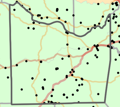 Ecological drainage unit locality map for Franklin County, Missouri