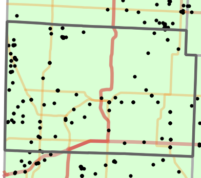 Ecological drainage unit locality map for Jasper County, Missouri