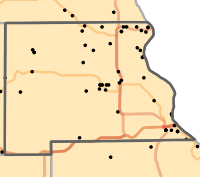 Ecological drainage unit locality map for Marion County, Missouri