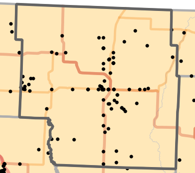Ecological drainage unit locality map for Nodaway County, Missouri
