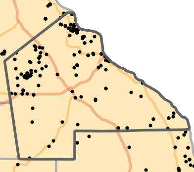 Ecological drainage unit locality map for Pike County, Missouri