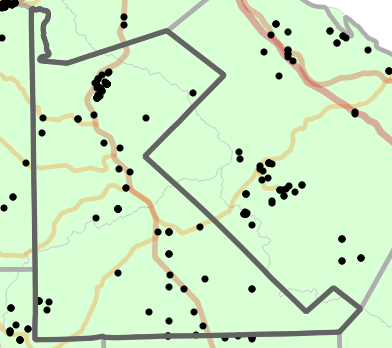 Ecological drainage unit locality map for Saint Francois County, Missouri