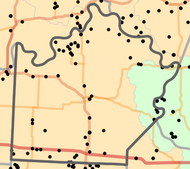 Ecological drainage unit locality map for Saline County, Missouri