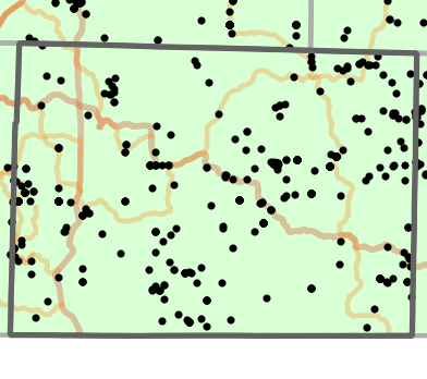 Ecological drainage unit locality map for Taney County, Missouri