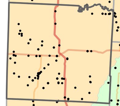 Ecological drainage unit locality map for Vernon County, Missouri