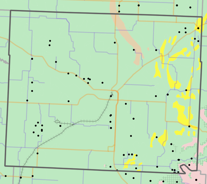 Geology locality map for Henry County, Missouri