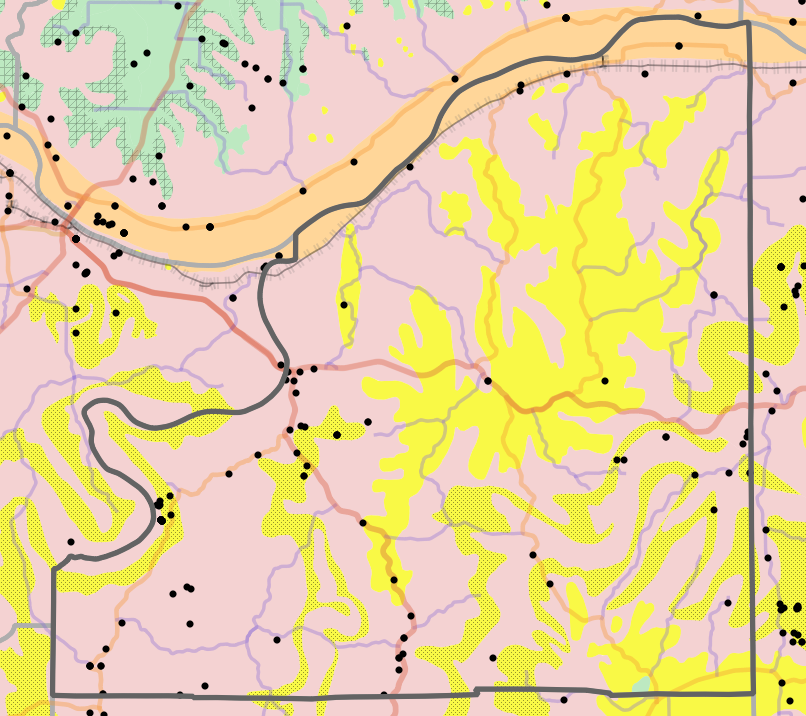 Geology locality map for Osage County, Missouri