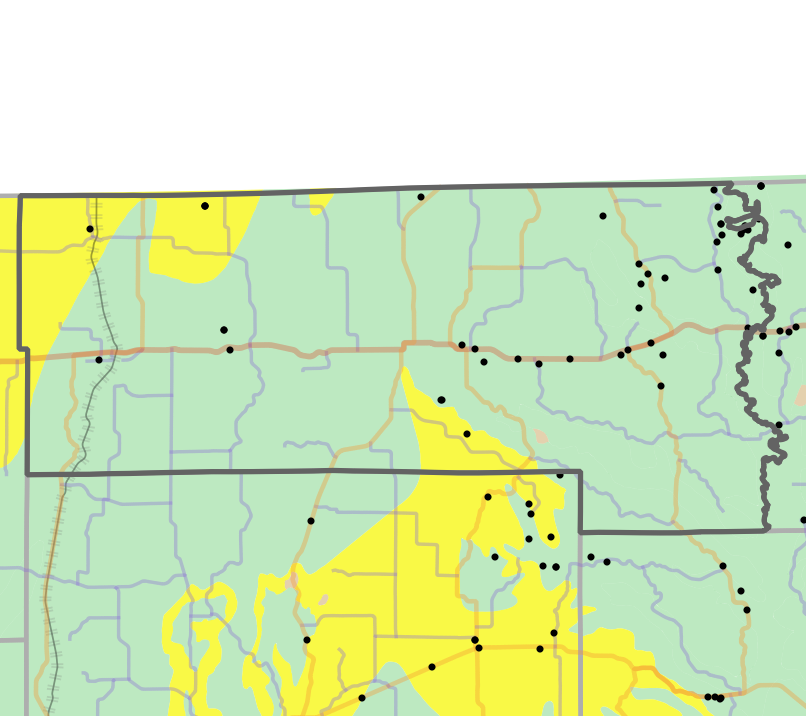 Geology locality map for Putnam County, Missouri