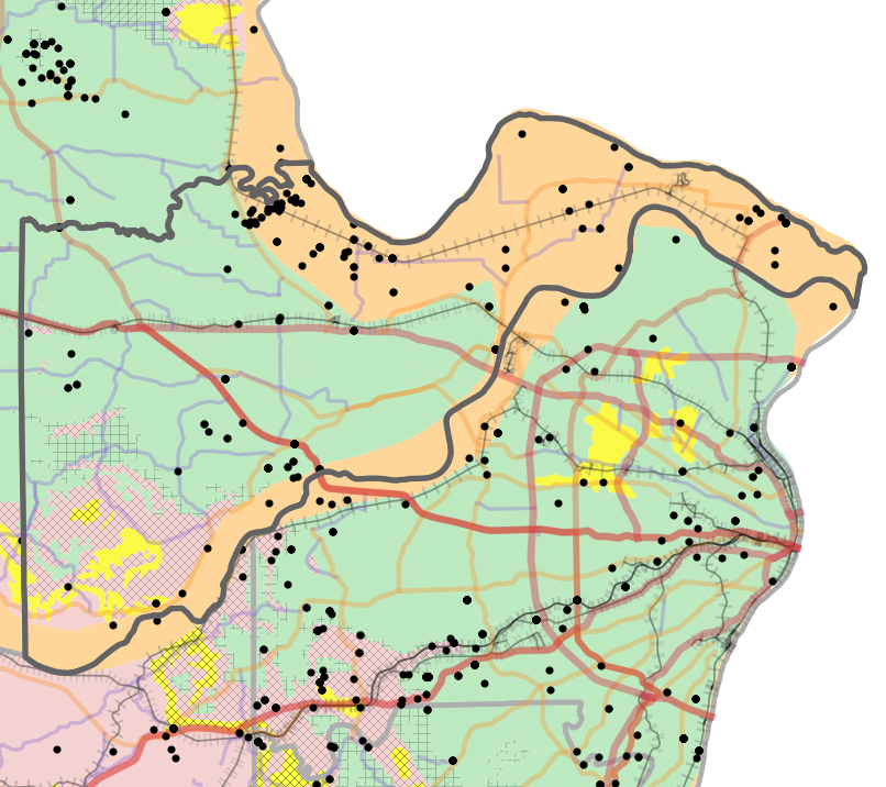 Geology locality map for Saint Charles County, Missouri