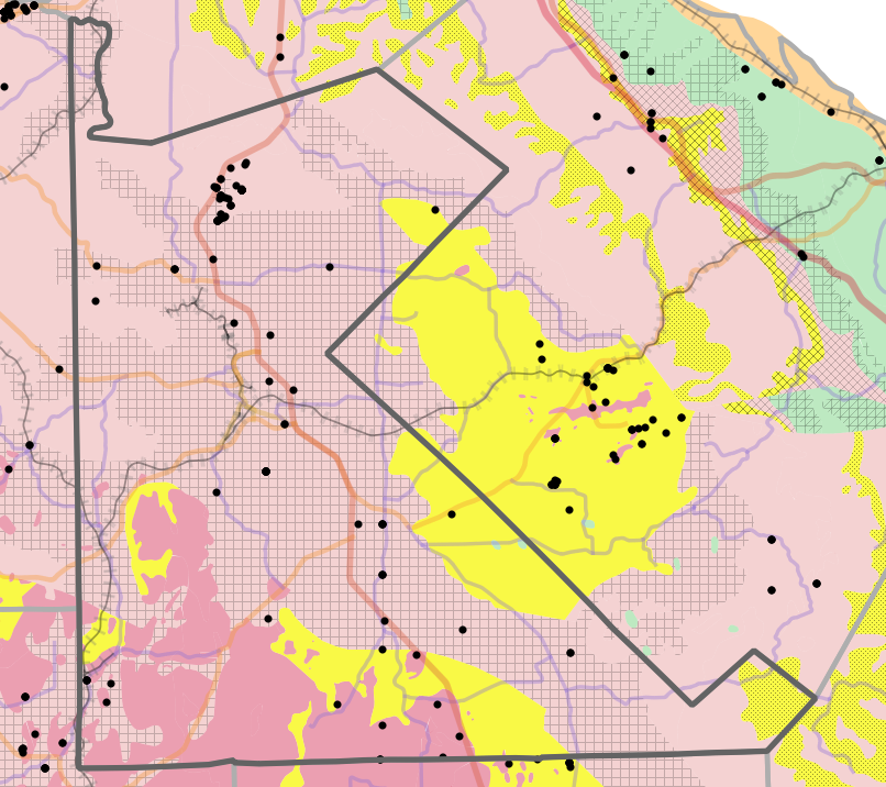 Geology locality map for Saint Francois County, Missouri