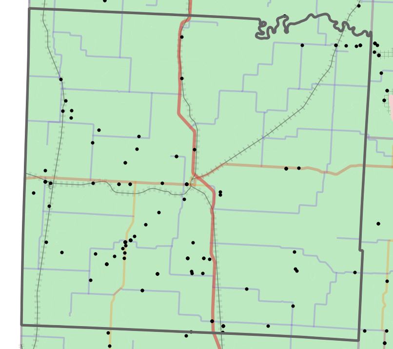 Geology locality map for Vernon County, Missouri