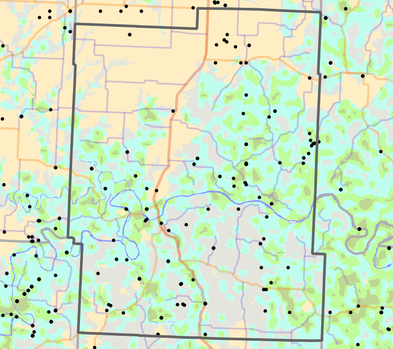 Historical vegetation map for Benton County, Missouri