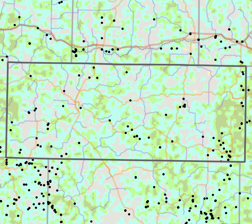 Historical vegetation map for Douglas County, Missouri