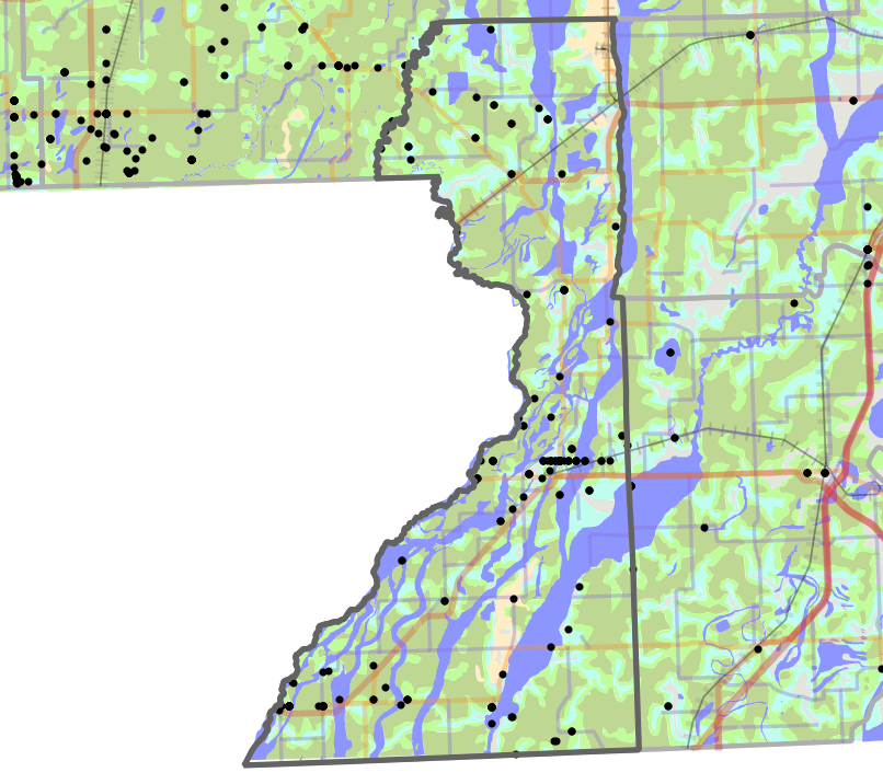 Historical vegetation map for Dunklin County, Missouri