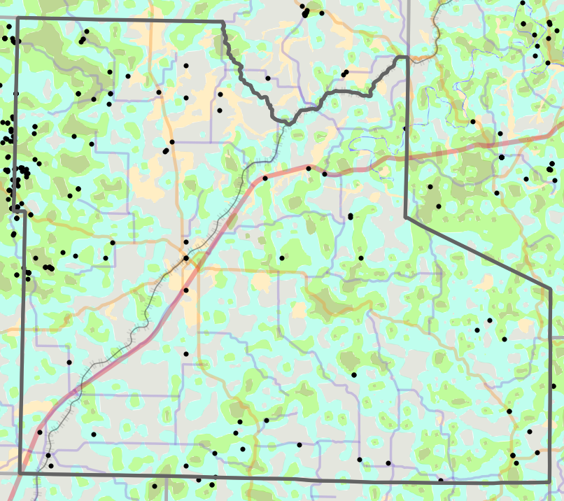 Historical vegetation map for Laclede County, Missouri