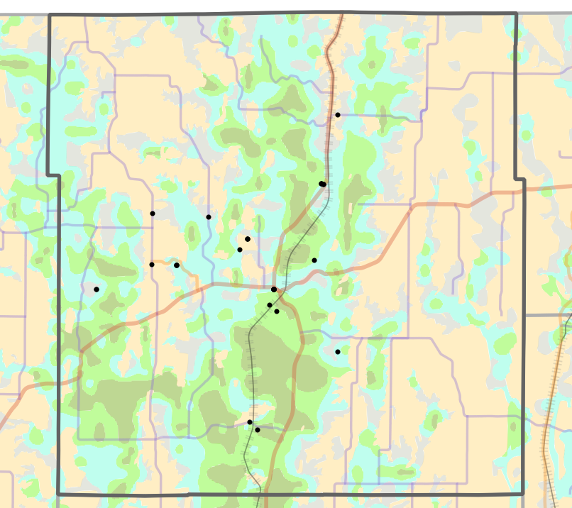 Historical vegetation map for Mercer County, Missouri