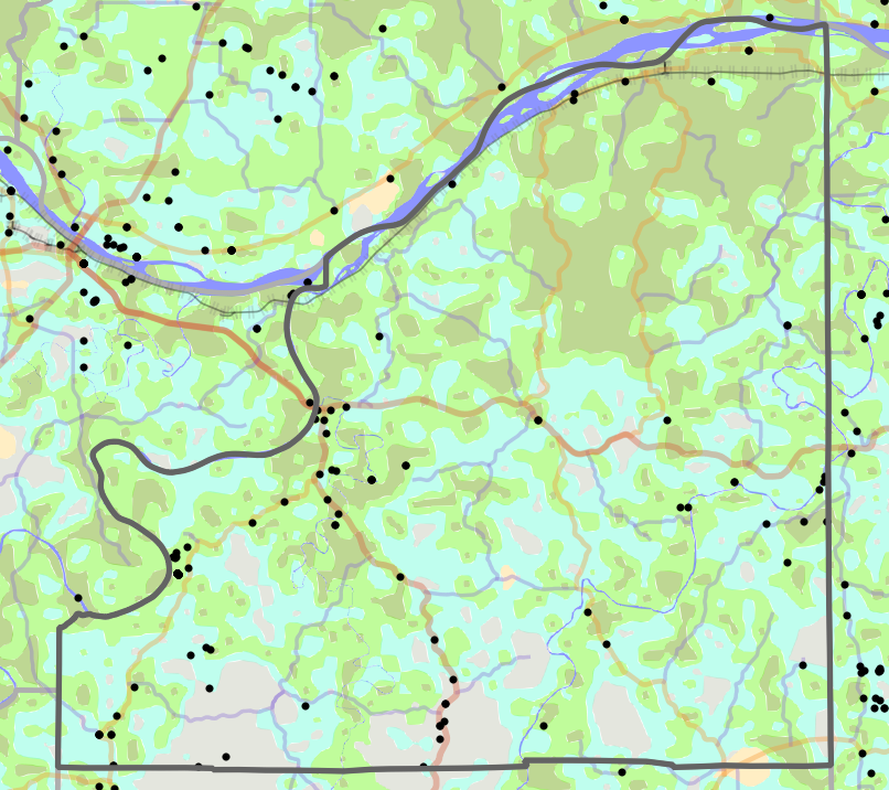 Historical vegetation map for Osage County, Missouri