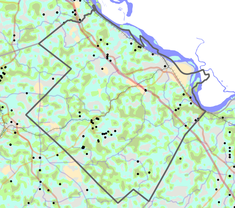 Historical vegetation map for Sainte Genevieve County, Missouri