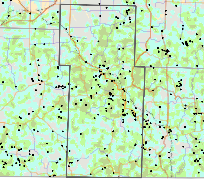 Historical vegetation map for Stone County, Missouri