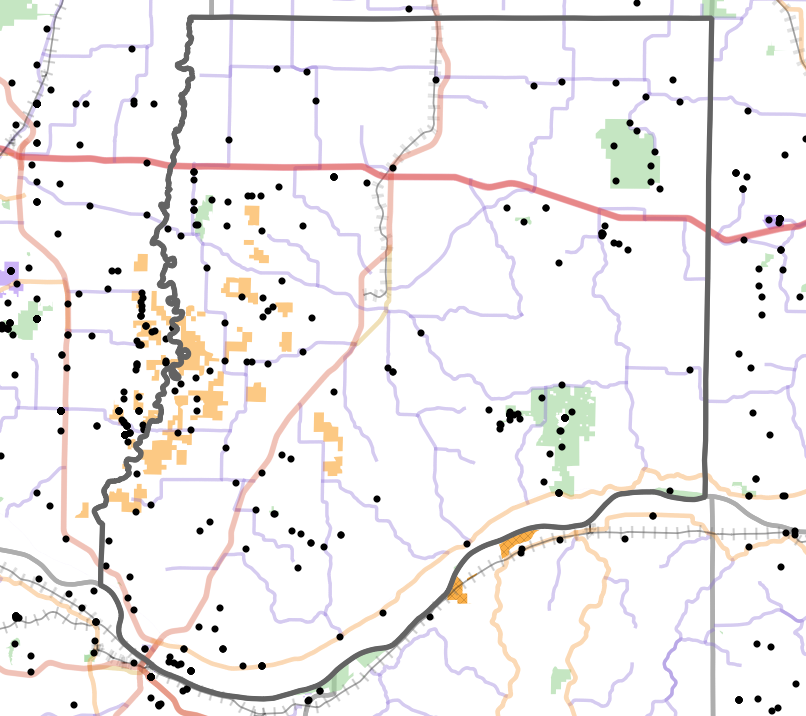 Landmark locality map for Callaway County, Missouri