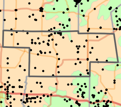 Level I Ecoregion locality map for Audrain County, Missouri