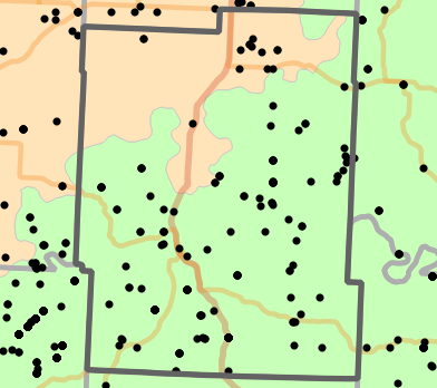 Level I Ecoregion locality map for Benton County, Missouri