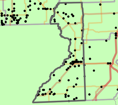 Level I Ecoregion locality map for Dunklin County, Missouri