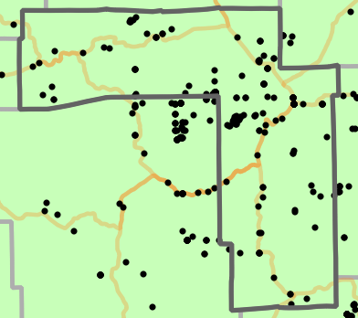 Level I Ecoregion locality map for Iron County, Missouri