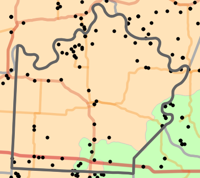 Level I Ecoregion locality map for Saline County, Missouri