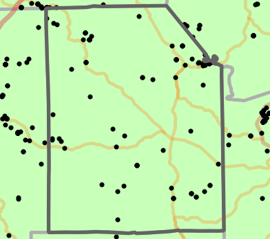Level I Ecoregion locality map for Washington County, Missouri