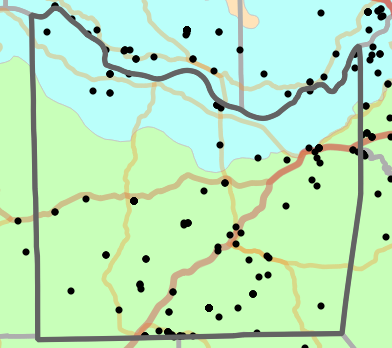 Level II Ecoregion locality map for Franklin County, Missouri