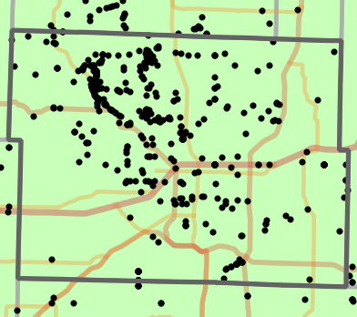 Level II Ecoregion locality map for Greene County, Missouri
