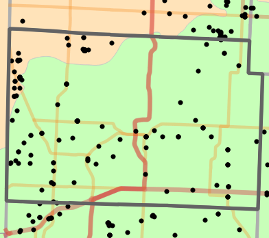 Level II Ecoregion locality map for Jasper County, Missouri