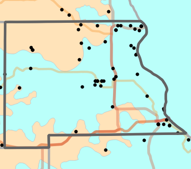 Level II Ecoregion locality map for Marion County, Missouri
