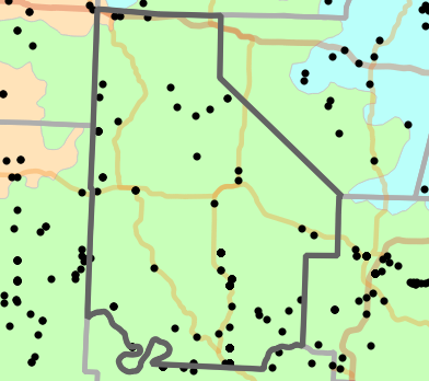 Level II Ecoregion locality map for Morgan County, Missouri