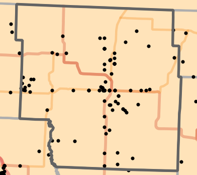 Level II Ecoregion locality map for Nodaway County, Missouri