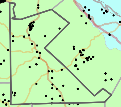 Level II Ecoregion locality map for Saint Francois County, Missouri