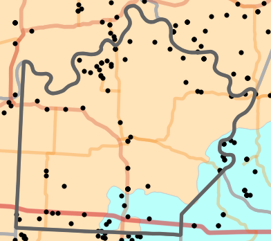 Level II Ecoregion locality map for Saline County, Missouri