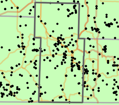 Level II Ecoregion locality map for Stone County, Missouri