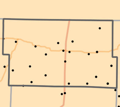 Level II Ecoregion locality map for Worth County, Missouri