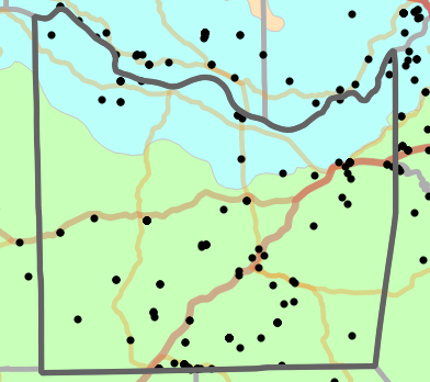Level III Ecoregion locality map for Franklin County, Missouri