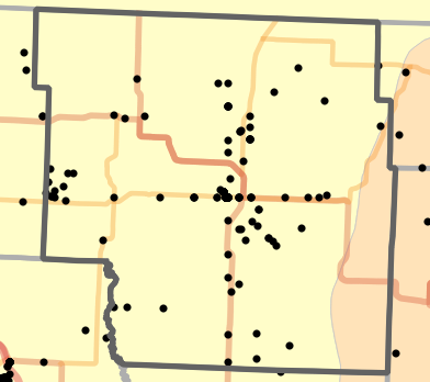 Level III Ecoregion locality map for Nodaway County, Missouri
