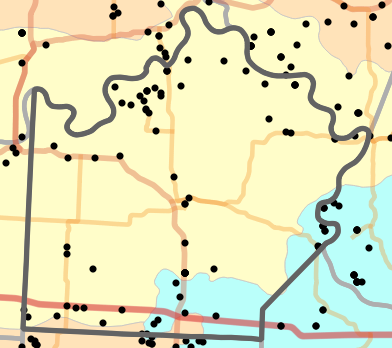 Level III Ecoregion locality map for Saline County, Missouri