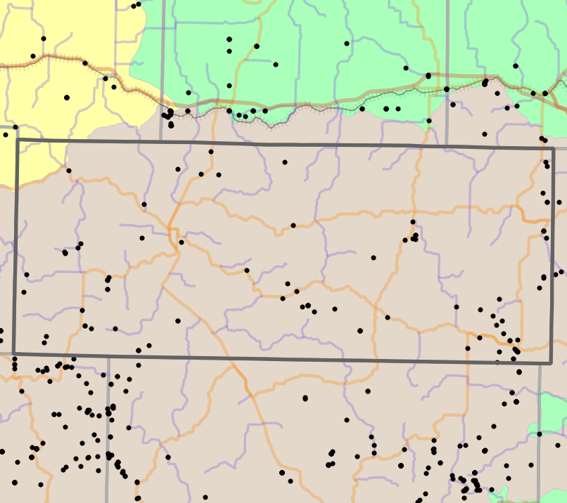 Level IV Ecoregion locality map for Douglas County, Missouri