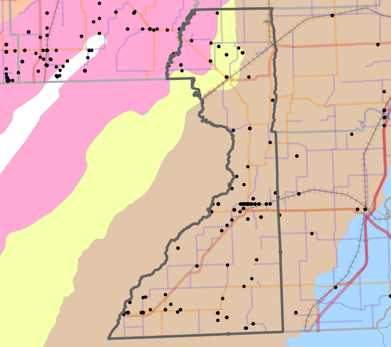 Level IV Ecoregion locality map for Dunklin County, Missouri