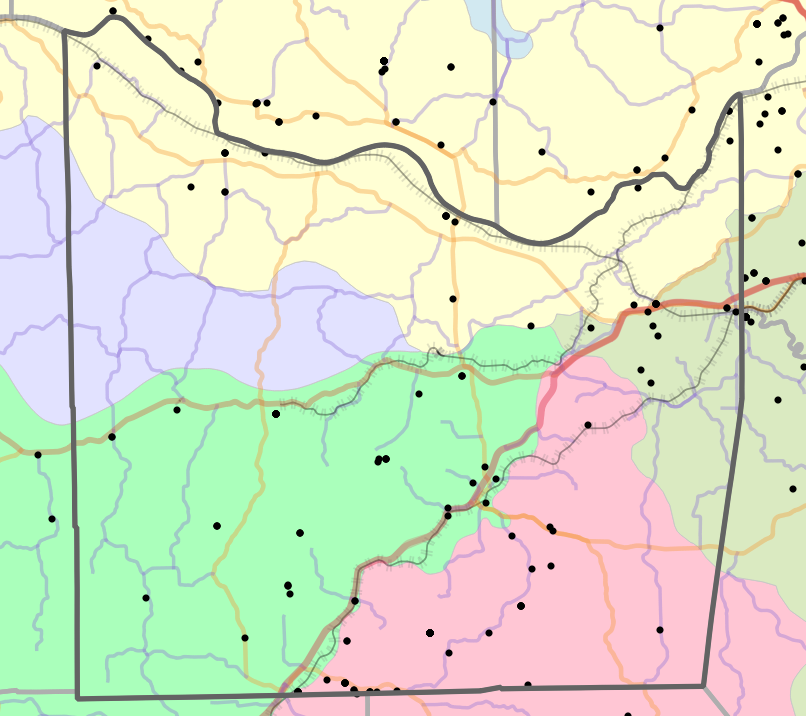 Level IV Ecoregion locality map for Franklin County, Missouri