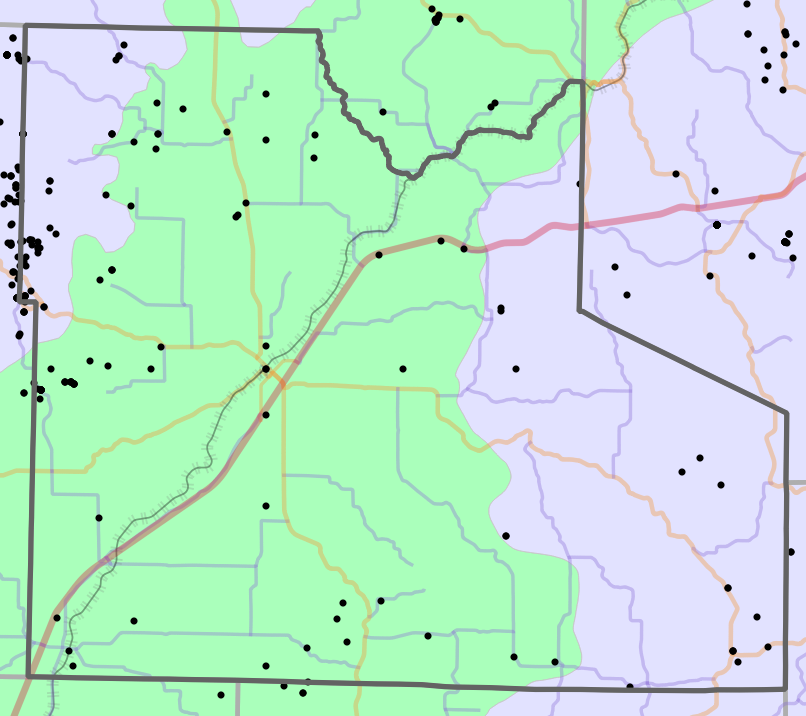 Level IV Ecoregion locality map for Laclede County, Missouri