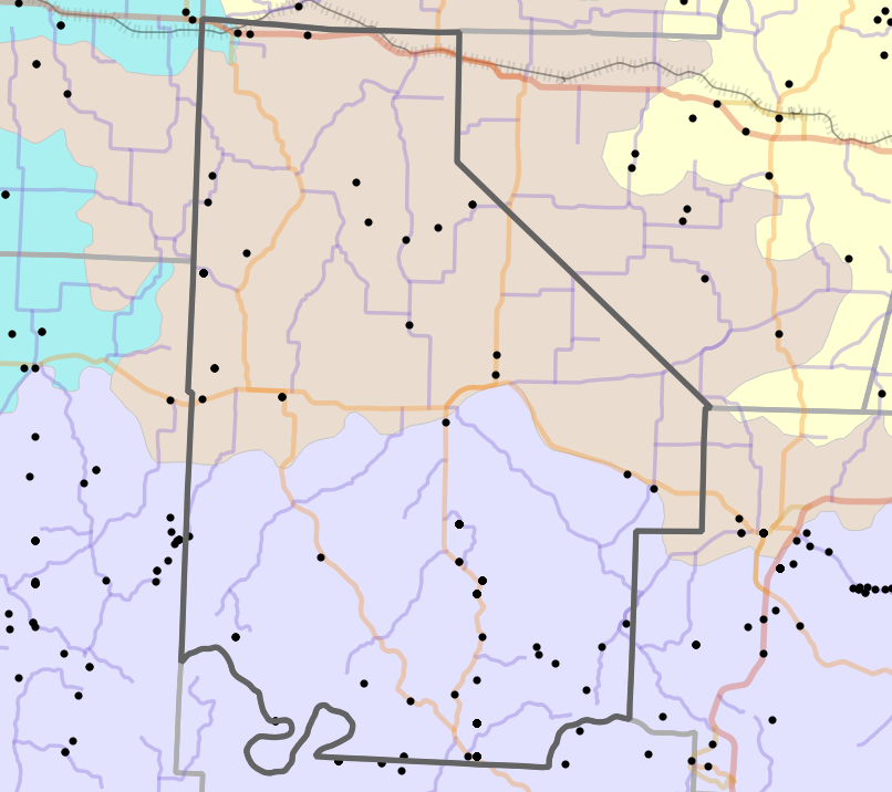 Level IV Ecoregion locality map for Morgan County, Missouri