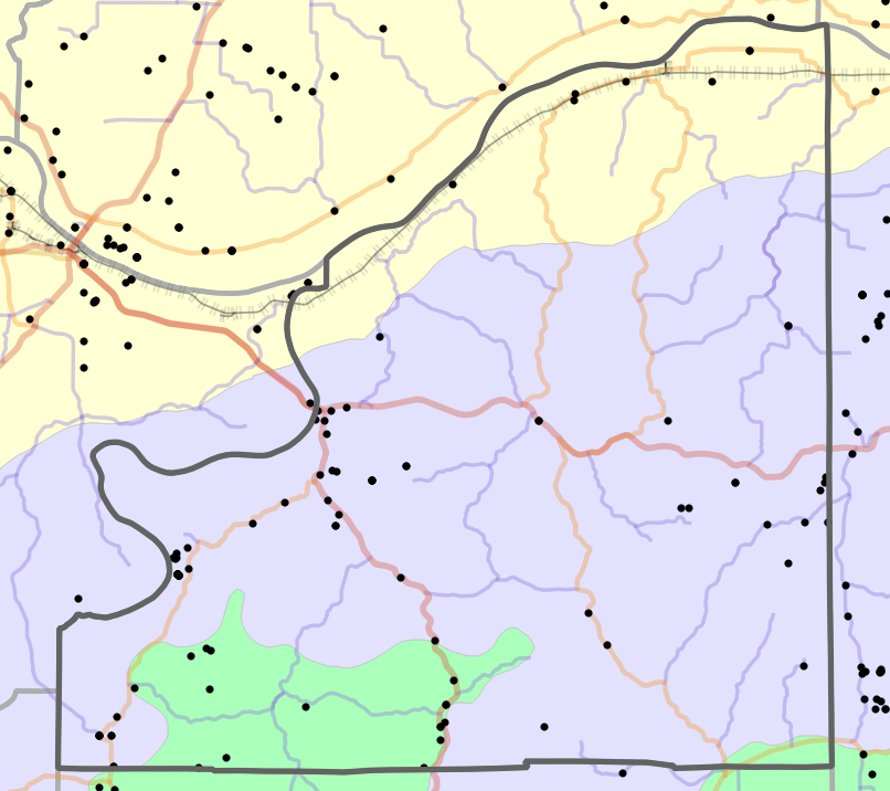 Level IV Ecoregion locality map for Osage County, Missouri